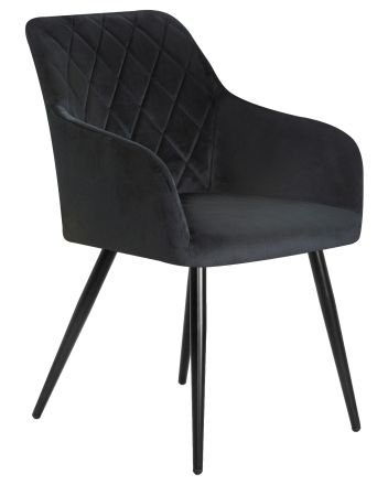 Набор 2 шт Стул обеденный DOBRIN ROBERT, черные матовые ножки, велюр V108-77 Чёрный