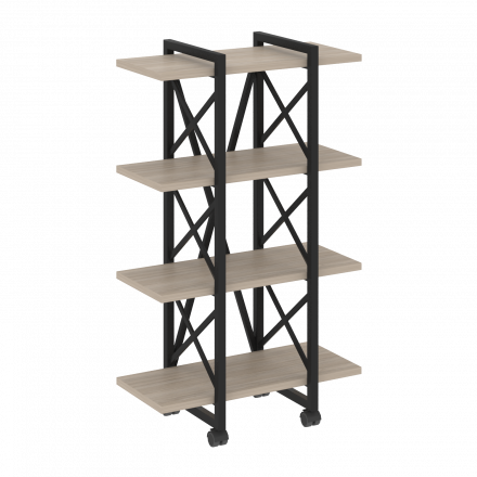 Loft Стеллаж на колесных опорах-4 полки VR.L-MST.K-4.4V Дуб аттик/Чёрный металл 800*400*1334