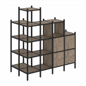 Loft Угловой внешний стеллаж наборный VR.L-58 Тиквуд тёмный/Чёрный металл 862*1694*1869