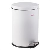 Ведро мусорное с педалью 12 литров "Classic", БЕЛОЕ ГЛЯНЦЕВОЕ, металлическое, со съемным внутренним ведром, LAIMA, 604948