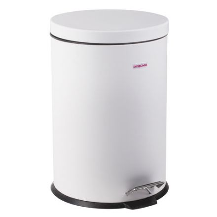 Ведро мусорное с педалью 12 литров "Classic", БЕЛОЕ ГЛЯНЦЕВОЕ, металлическое, со съемным внутренним ведром, LAIMA, 604948