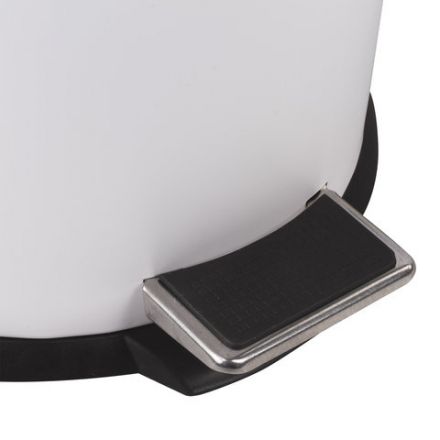 Ведро мусорное с педалью 12 литров "Classic", БЕЛОЕ ГЛЯНЦЕВОЕ, металлическое, со съемным внутренним ведром, LAIMA, 604948