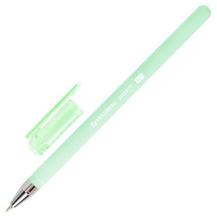 Ручка шариковая BRAUBERG "SOFT PASTEL", СИНЯЯ, корпус ассорти, узел 0,7 мм, линия 0,35 мм, 144397