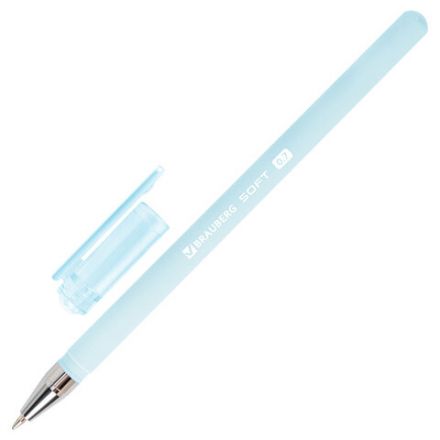 Ручка шариковая BRAUBERG "SOFT PASTEL", СИНЯЯ, корпус ассорти, узел 0,7 мм, линия 0,35 мм, 144397