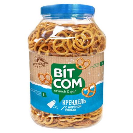 Крендель СЕМЕЙКА ОЗБИ с морской солью, 450 г, пластиковая банка, 1485