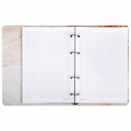 Тетрадь на кольцах А5 160х212 мм, 120 листов, картон, фольга, клетка, BRAUBERG, "Delicate flowers", 404737