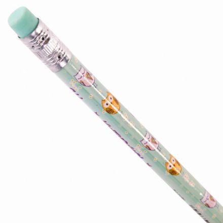 Карандаш чернографитный ЮНЛАНДИЯ "СОВУШКА", 1 шт., HB, с ластиком, корпус ассорти, 181772