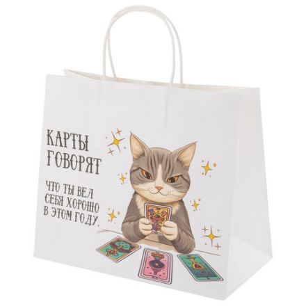 Пакет подарочный (1 штука), новогодний, 28х14х24 см "Котики", крафт, ассорти, ЗОЛОТАЯ СКАЗКА, 592433