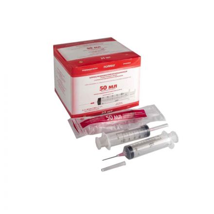 Шприц 3-комп. однораз. 50мл LL 18G(1,2х38) прил. 25шт/уп LEIKO