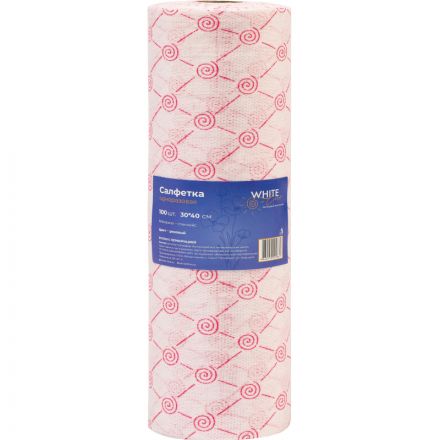 Салфетка спанлейс в рулоне 30х40, розовый, пл.50, 100шт/рул, 10290
