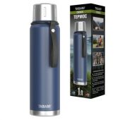 Термос 1л CHOICE, нержавеющая сталь SUS316, крышка/кружка, ремешок, синий матовый, TAIGARU (ТАЙГАРУ), 700313