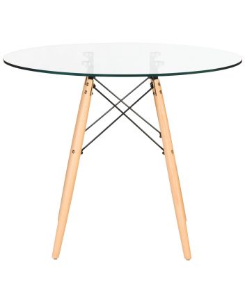 Стол обеденный DOBRIN CHELSEA`90 GLASS, ножки светлый бук, столешница стекло