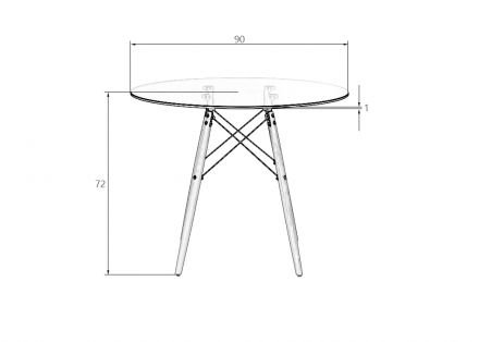 Стол обеденный DOBRIN CHELSEA`90 GLASS, ножки светлый бук, столешница стекло