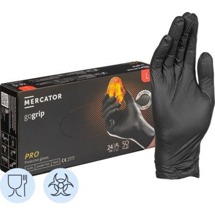 Перчатки одноразовые нитрил GOGRIP BLACK цв.черный (25 пар/уп) р.L