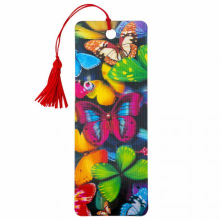 Закладка для книг с линейкой 3D-ОБЪЕМНАЯ BRAUBERG, "Бабочки", с декоративным шнурком, 125748
