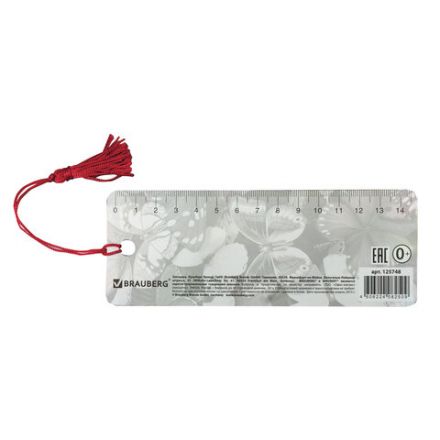Закладка для книг с линейкой 3D-ОБЪЕМНАЯ BRAUBERG, "Бабочки", с декоративным шнурком, 125748