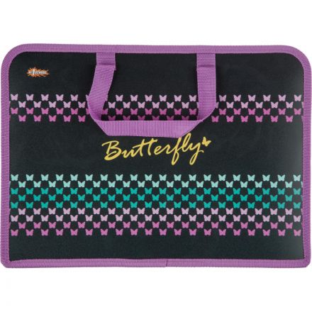 Папка для тетрадей №1School Butterfly А4 на молн с руч,пластик,75мм,ПТ-14-4