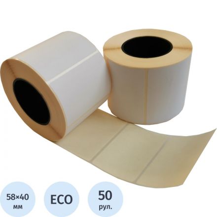 Термоэтикетки ЭКО 58х40,700шт/рул, вт.40, 50рул/уп /48