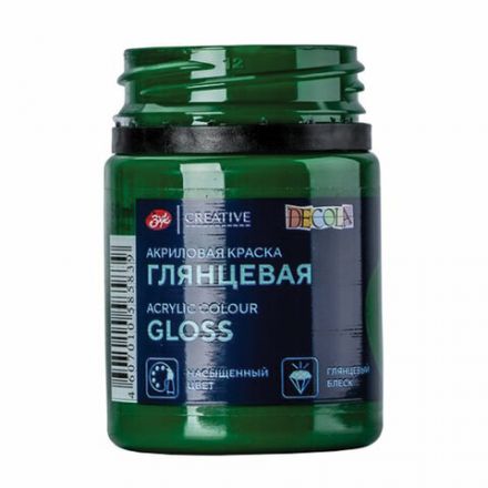 Краска акриловая глянцевая "Декола", банка 50 мл, зеленая средняя, Невская Палитра, 2928722