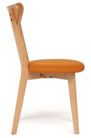 Стул мягкое сиденье/ цвет сиденья - Оранжевый, MAXI (Макси) каркас бук, сиденье ткань, 86*48.5*54.5, натуральный ( бук )