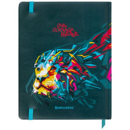 Дневник 1-11 класс 48 л., кожзам (твердая), печать, резинка, конверт, BRAUBERG, "Bright Lion", 106577