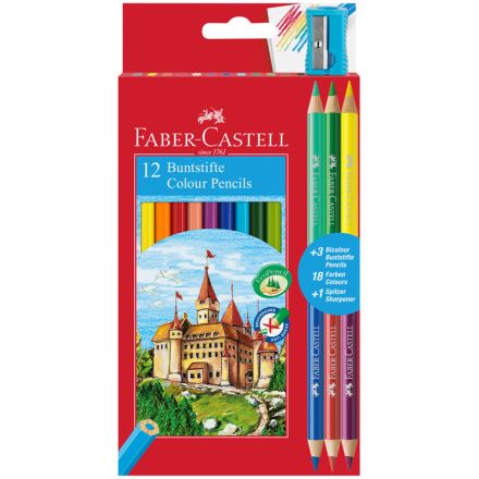 Карандаши цветные Faber-Castell "Замок", 12цв., шестигр., заточ.+6цв.+точилка, картон, европодвес Карандаши цветные Faber-Castell "Замок", 12цв., шестигр., заточ.+6цв.+точилка, картон, европодвес