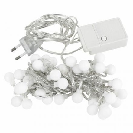 Электрогирлянда-нить комнатная "Шарики" 5 м, 40 LED, теплый белый свет, 220 V, контроллер, ЗОЛОТАЯ СКАЗКА, 591348