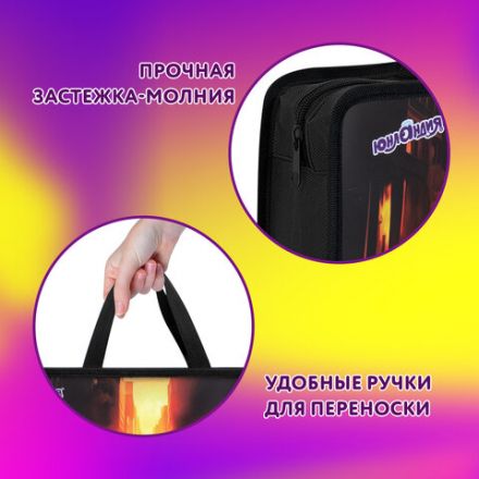 Папка на молнии с ручками ЮНЛАНДИЯ А4, 1 отделение, пластик, 80 мм, "Fire car", 272155