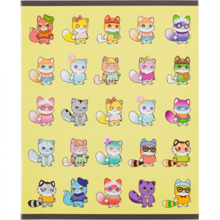 Тетрадь общая А5 48л NFT Котики желт ,клет,скреп, ВД-лак