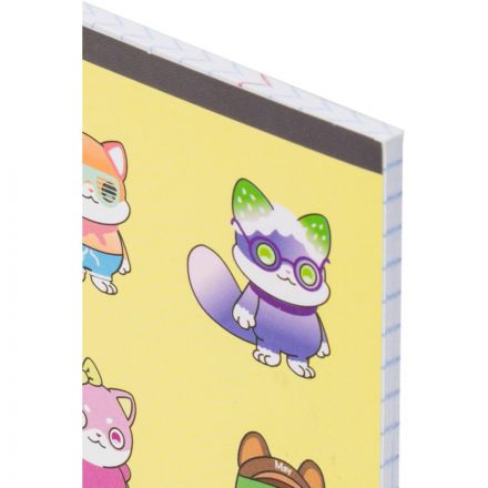 Тетрадь общая А5 48л NFT Котики желт ,клет,скреп, ВД-лак