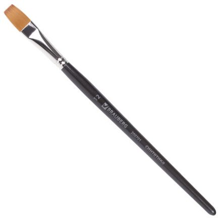 Кисть художественная профессиональная BRAUBERG ART CLASSIC, синтетика мягкая под колонок, плоская, № 12, короткая ручка, 200701