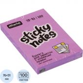 Стикеры Attache Selection 76x51 мм неоновые фиолетовые (1 блок, 100 листов)