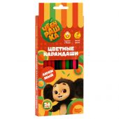 Карандаши цветные Мульти-Пульти "Чебурашка", 24цв., заточен., картон, европодвес Карандаши цветные Мульти-Пульти "Чебурашка", 24цв., заточен., картон, европодвес