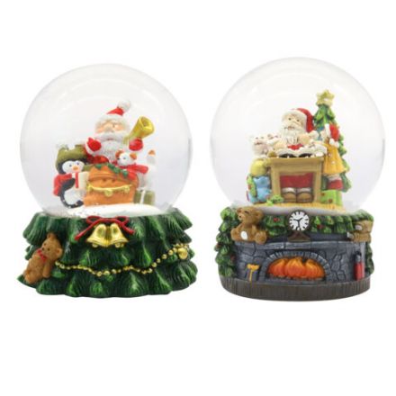 Снежный шар с LED-подсветкой "Дед Мороз" диаметр 80 мм, полистоун/стекло, ассорти 2 дизайна, ЗОЛОТАЯ СКАЗКА, 592599