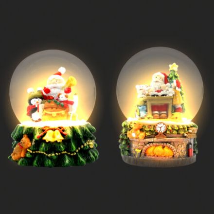 Снежный шар с LED-подсветкой "Дед Мороз" диаметр 80 мм, полистоун/стекло, ассорти 2 дизайна, ЗОЛОТАЯ СКАЗКА, 592599