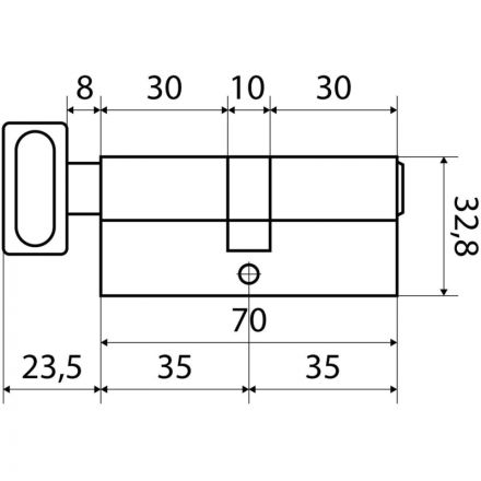 Замок врезной УЗК_Мех.цилин Стандарт MAX 70 35х35В SN5кл перф.кл/вер.м.ник