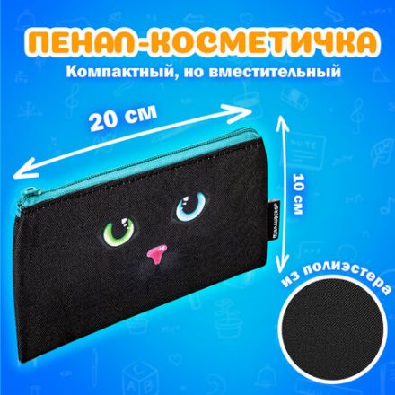 Папка на молнии с ручками А4, мешок для обуви 42х33 см, пенал 20х10 см, "Black cat" НАБОР BRAUBERG, 271434