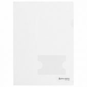 Папка-уголок с карманом для визитки А4, прозрачная, 0,18 мм, BRAUBERG EXTRA, 271706