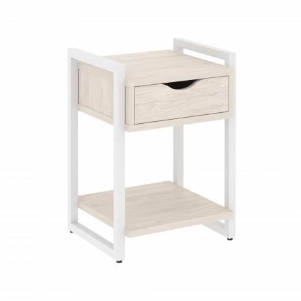 Loft Тумба на регулируемых опорах с ящиком и полкой VR.L-T1.O Денвер светлый/Белый металл 500*460*719