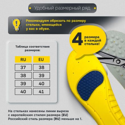 Стельки для обуви с ПЯТОЧНЫМ АМОРТИЗАТОРОМ, материал PU PRO, размер RU 37-40 / EU 38-41, с линиями выреза, SHEGRA (ШЕГРА), 700769 Стельки для обуви с ПЯТОЧНЫМ АМОРТИЗАТОРОМ, материал PU PRO, размер RU 37-40 / EU 38-41, с линиями выреза, SHEGRA (ШЕГРА), 700769