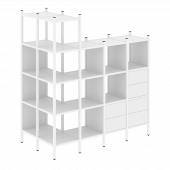 Loft Угловой внешний стеллаж наборный VR.L-57 Белый бриллиант/Белый металл 862*1694*1869