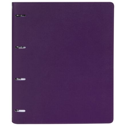 Тетрадь на кольцах БОЛЬШАЯ А4 (240х310 мм), 120 листов, под кожу, клетка, BRAUBERG "Joy", фиолетовый/светло-фиолетовый, 404506