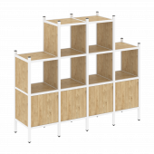 Loft Прямой стеллаж наборный VR.L-16 Тиквуд светлый/Белый металл 1694*446*1458