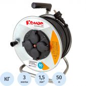 Удлинитель КОМУС КГ 3х1,5кв.мм. 50м 16А 4 гнезда с/з.,с/загл.,термоавт,IP44