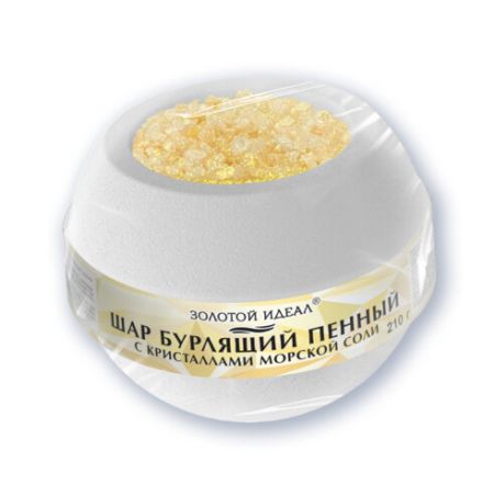 Шар бурлящий пенный 210 г с кристаллами морской соли, бомбочка для ванны, WHITE, ЗОЛОТОЙ ИДЕАЛ, 701938