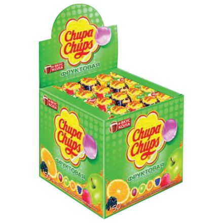 Карамель CHUPA CHUPS (Чупа-Чупс) фруктовая с соком + кола, 12 г, 61888