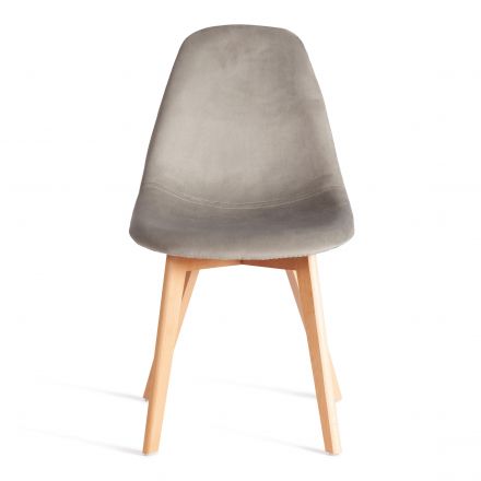 Стул CINDY SOFT (mod. C1021F1-1) велюр/дерево бук, 55 х 48 х 83 см, Светло-серый HLR39 / натуральный
