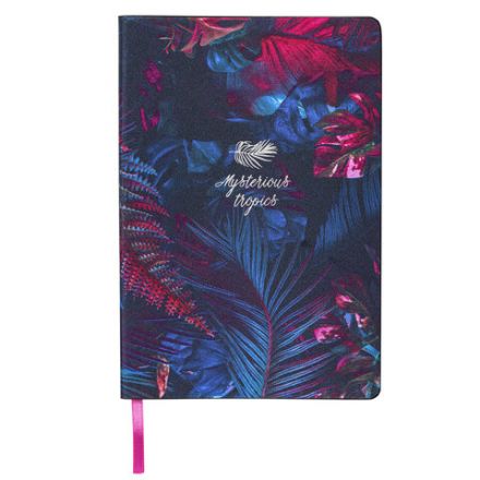 Блокнот А5 (143x210 мм), BRAUBERG VISTA "Tropicano", под кожу, гибкий, срез фольга, 80 л., 112079