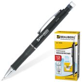 Карандаш механический 0,5 мм, BRAUBERG "Modern", ластик, резиновый грип, корпус черный, 180286