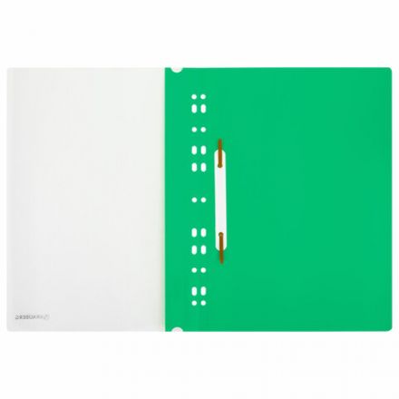 Скоросшиватель пластиковый с перфорацией BRAUBERG EXTRA, А4, 140/180 мкм, зеленый, 272896